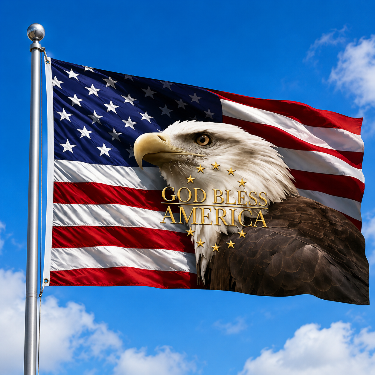 USA 250th Anniversary 1776-2026 Double Sided Flag – Flying Eagle 250 Years of Blessings One Nation Under God Decor