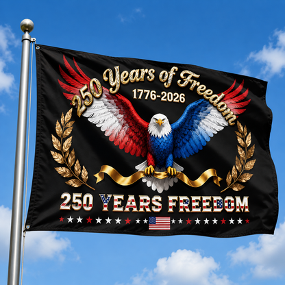 USA 250th Anniversary 1776-2026 Double Sided Flag – Flying Eagle 250 Years of Blessings One Nation Under God Decor