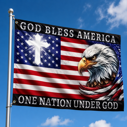 USA 250th Anniversary 1776-2026 Double Sided Flag – Flying Eagle 250 Years of Blessings One Nation Under God Decor