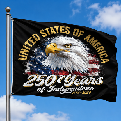 USA 250th Anniversary 1776-2026 Double Sided Flag – Flying Eagle 250 Years of Blessings One Nation Under God Decor