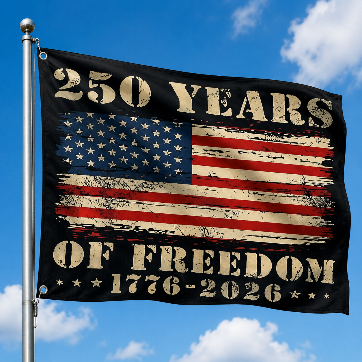 USA 250th Anniversary 1776-2026 Double Sided Flag – Flying Eagle 250 Years of Blessings One Nation Under God Decor