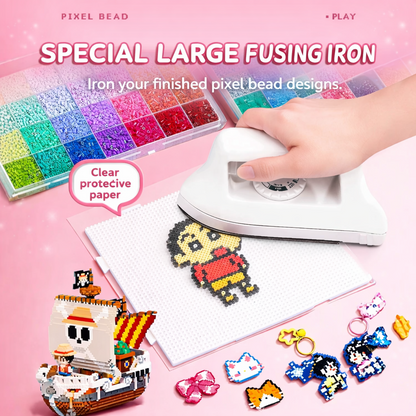 💝96-Color Fuse Beads Complete Kit✨ - Ultimate Set with Iron, Pegboards & Patterns for Endless DIY Crafts!🌟