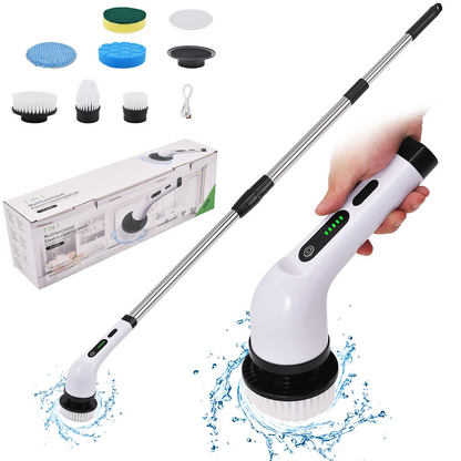 7-in-1 Electric Spin Scrubber with Long Handle for Effortless Deep Cleaning