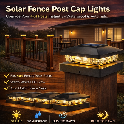 Solar Fence Post Cap Lights (4x4 Outdoor Waterproof)