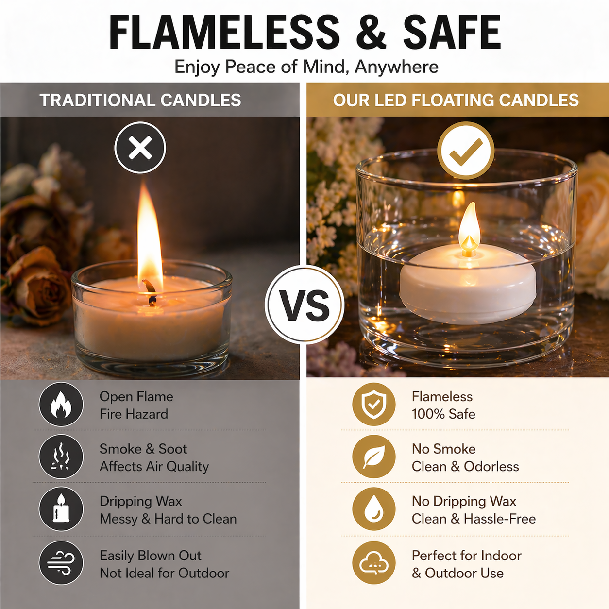 Water-Activated Waterproof Flameless Floating LED Candles
