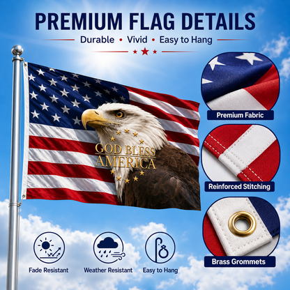 USA 250th Anniversary 1776-2026 Double Sided Flag – Flying Eagle 250 Years of Blessings One Nation Under God Decor