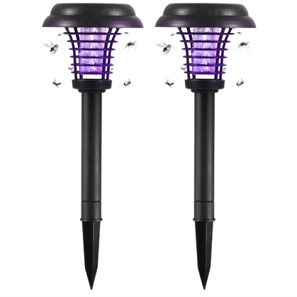 Solar Mosquito Zapper Garden Lights with Purple Bug-Zapping Light & Warm Pathway Glow