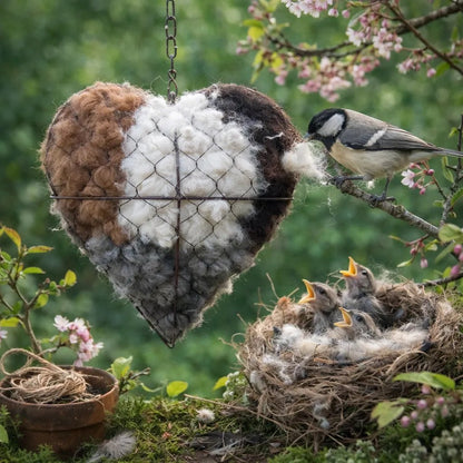 Handmade Alpaca Fiber Bird Nesting Heart for Birds