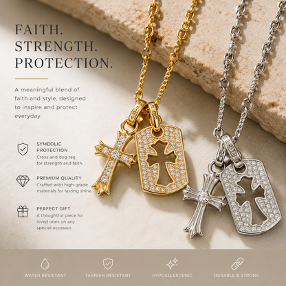 Iced Out Crystal Cross Pendant Necklace
