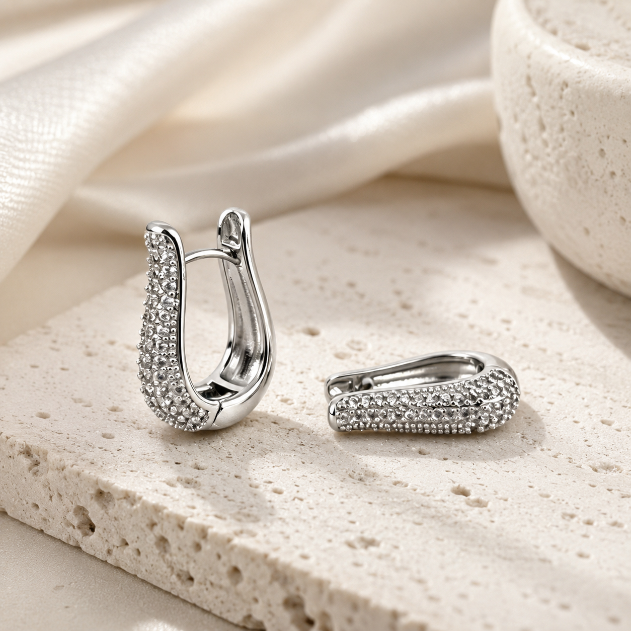 Luxe Pavé Huggie Earrings