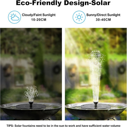 Solar Powered Bird Bath Fountain with 6 Nozzles for Bird Bath, Garden, Pond, Pool