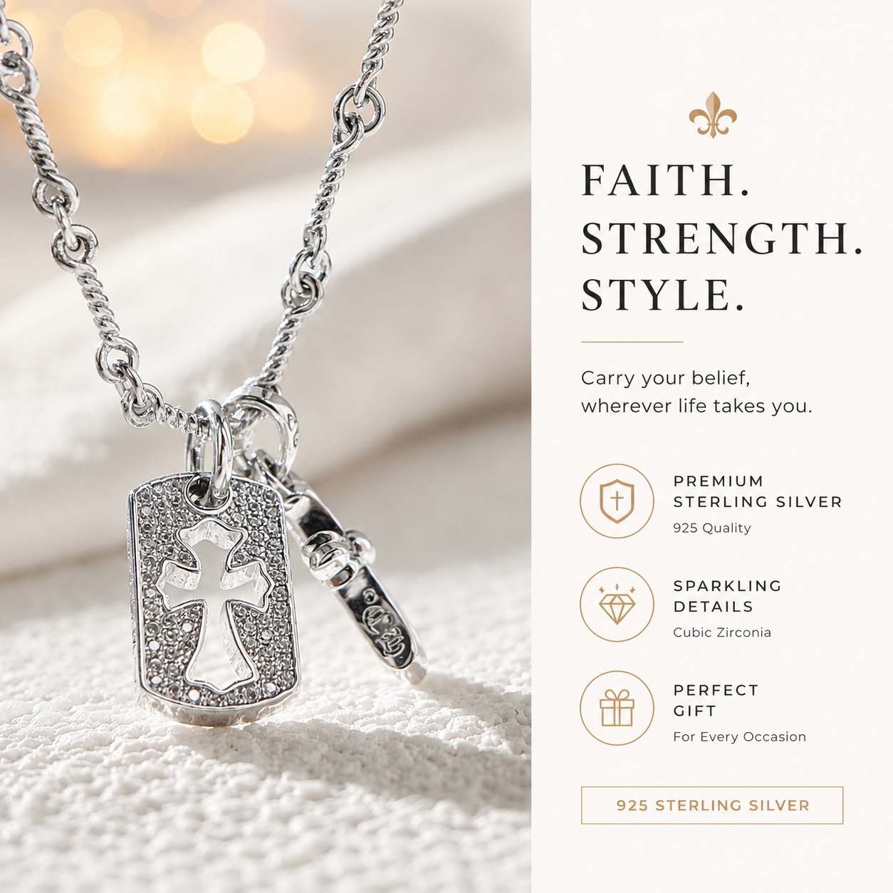 Iced Out Crystal Cross Pendant Necklace