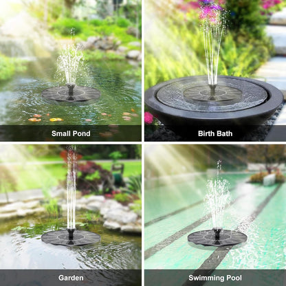 Solar Powered Bird Bath Fountain with 6 Nozzles for Bird Bath, Garden, Pond, Pool