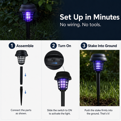 Solar Mosquito Zapper Garden Lights with Purple Bug-Zapping Light & Warm Pathway Glow