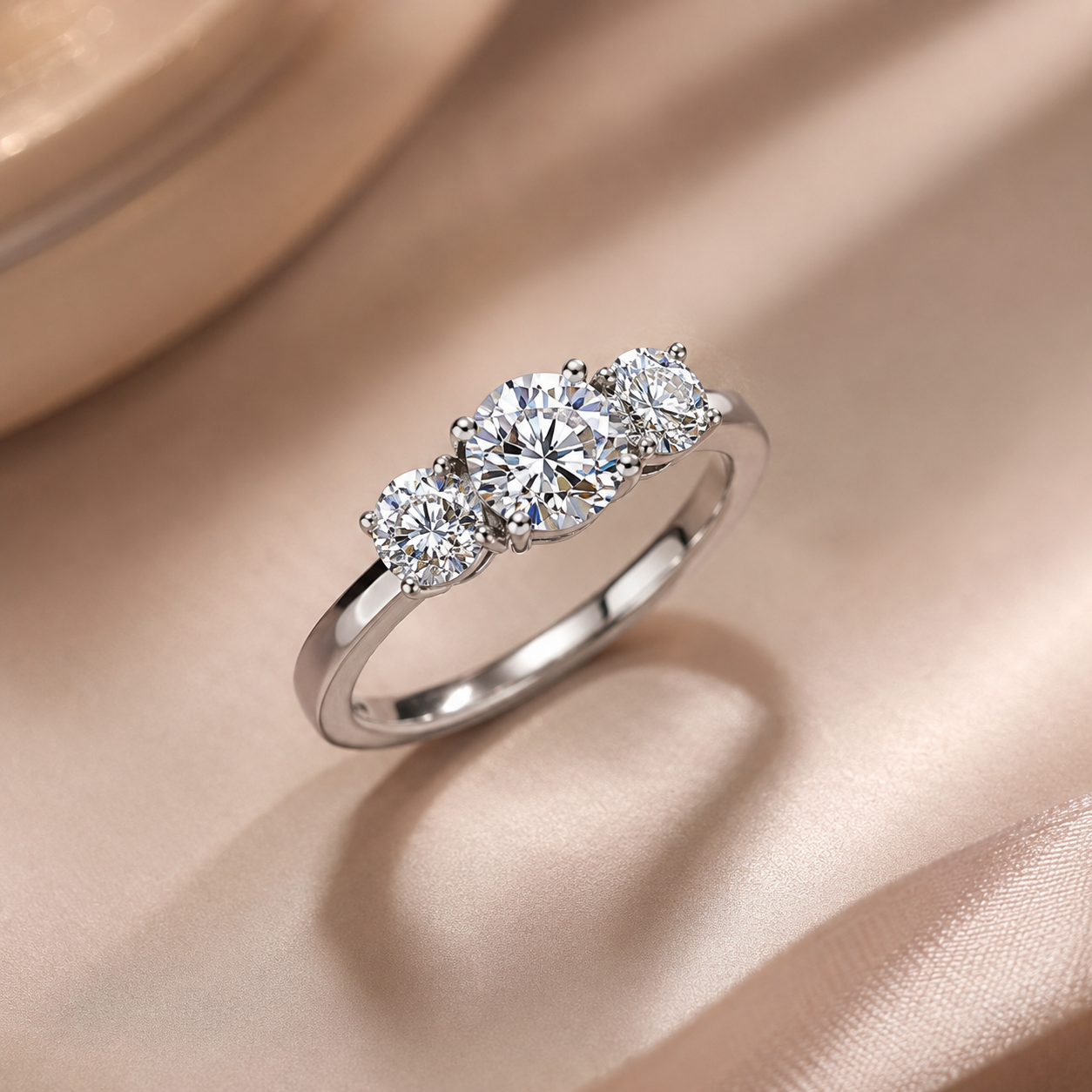 Classic Three-Stone Diamond Ring Set