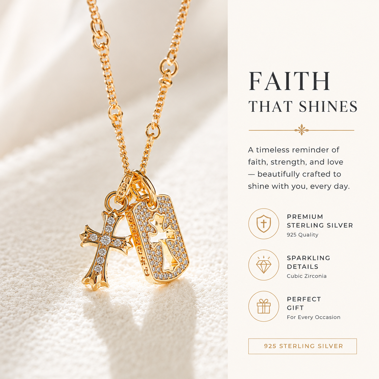 Iced Out Crystal Cross Pendant Necklace