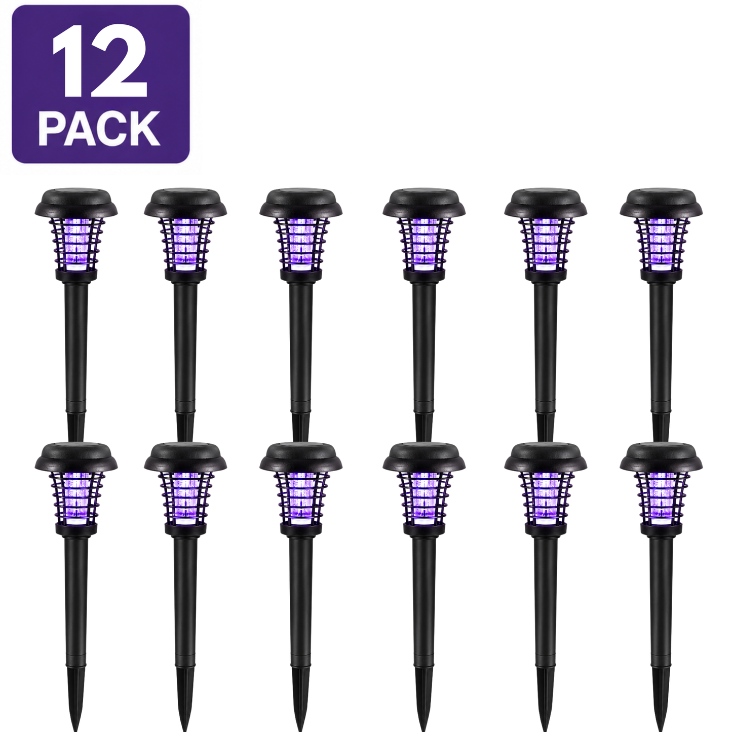 Solar Mosquito Zapper Garden Lights with Purple Bug-Zapping Light & Warm Pathway Glow