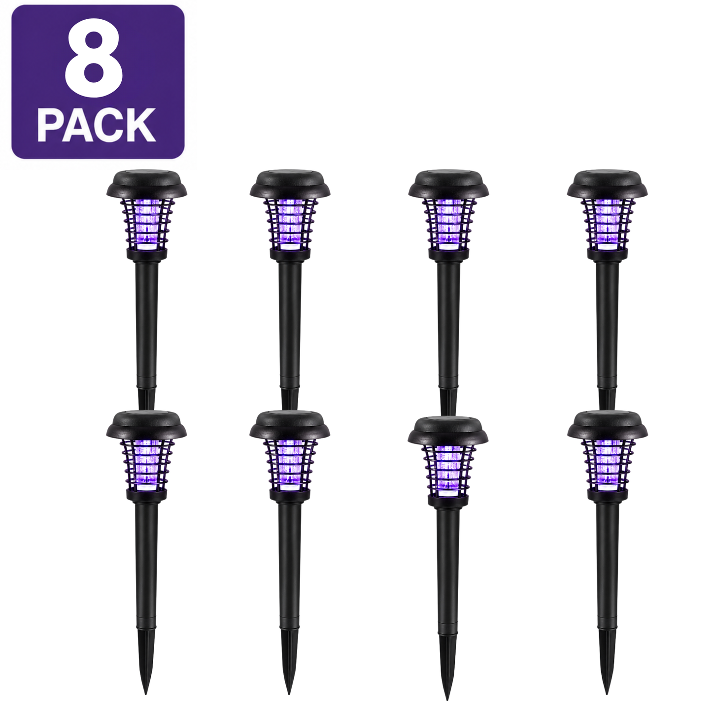 Solar Mosquito Zapper Garden Lights with Purple Bug-Zapping Light & Warm Pathway Glow