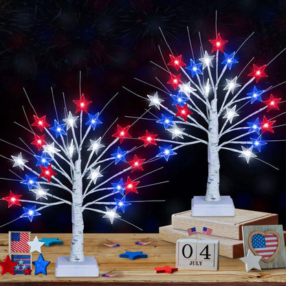 Deluxe Patriotic LED Star Tree Lights (2 Packs)