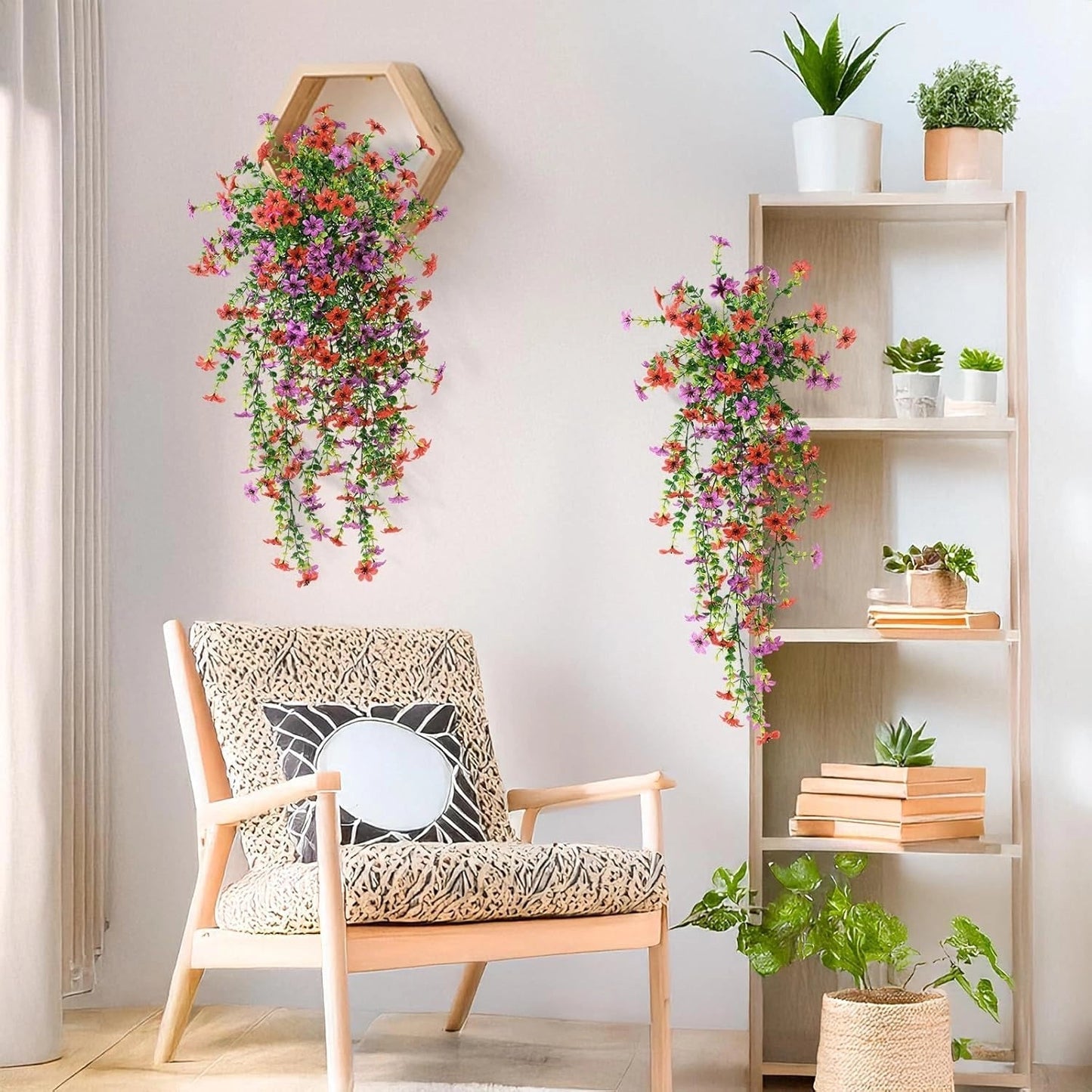 Outdoor cascading daisy and eucalyptus flowers – UV resistant