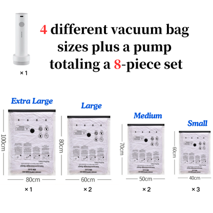 4-Pack Jumbo Vacuum Storage Bags with Pump – Space Saving for Clothes & Bedding