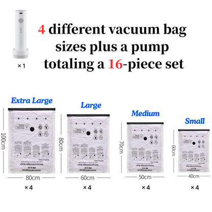 4-Pack Jumbo Vacuum Storage Bags with Pump – Space Saving for Clothes & Bedding