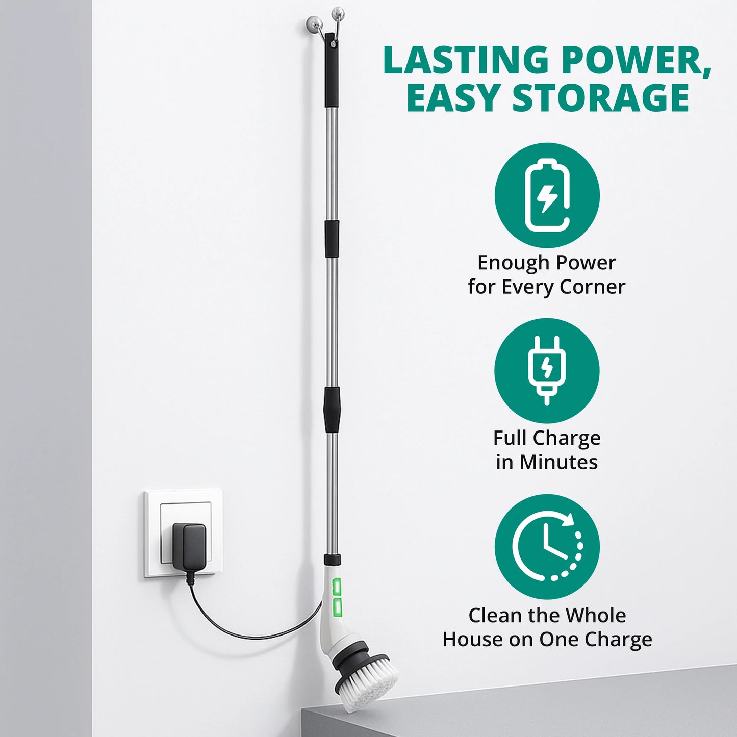 7-in-1 Electric Spin Scrubber with Long Handle for Effortless Deep Cleaning