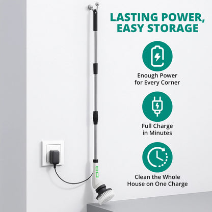 7-in-1 Electric Spin Scrubber with Long Handle for Effortless Deep Cleaning