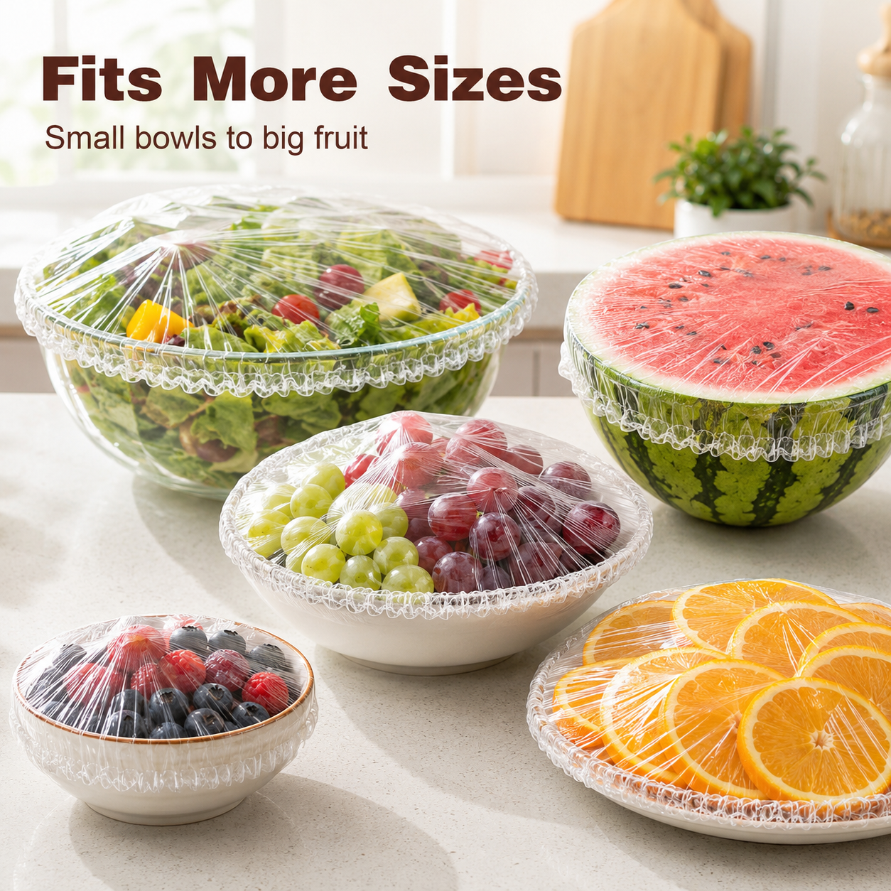 ⏳LAST DAY SALE 50% OFF!!🔥Clear Elastic Food Covers for Bowls, Plates & Cut Fruit