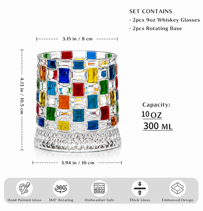 10oz Spinning Whiskey Glasses Set
