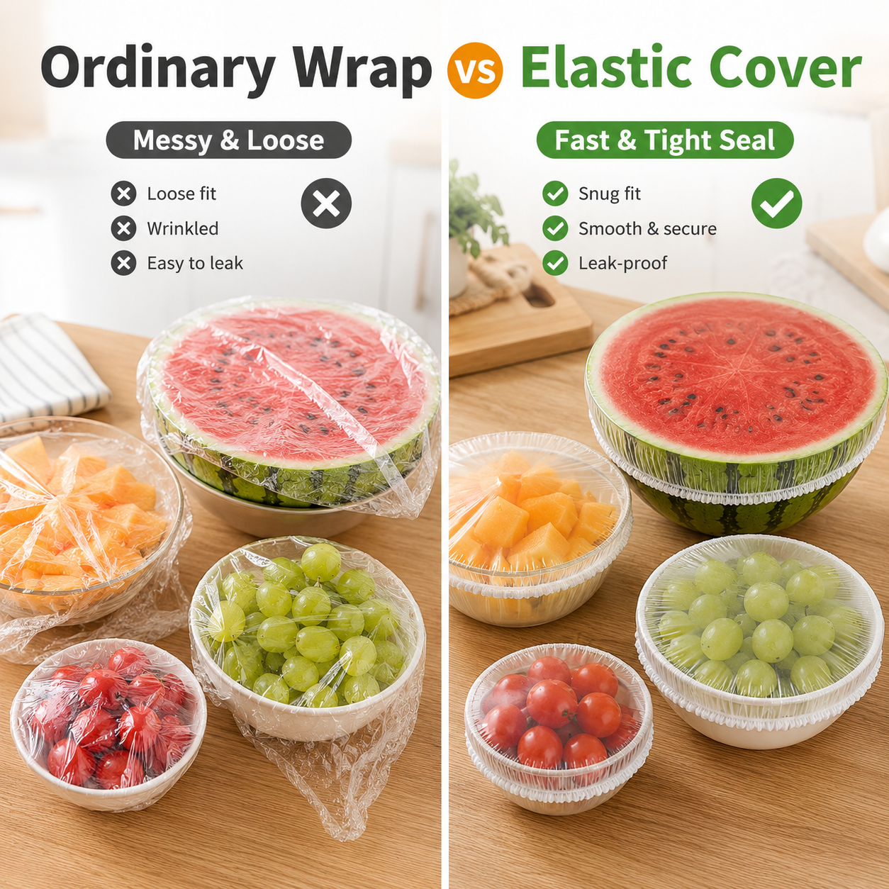 ⏳LAST DAY SALE 50% OFF!!🔥Clear Elastic Food Covers for Bowls, Plates & Cut Fruit