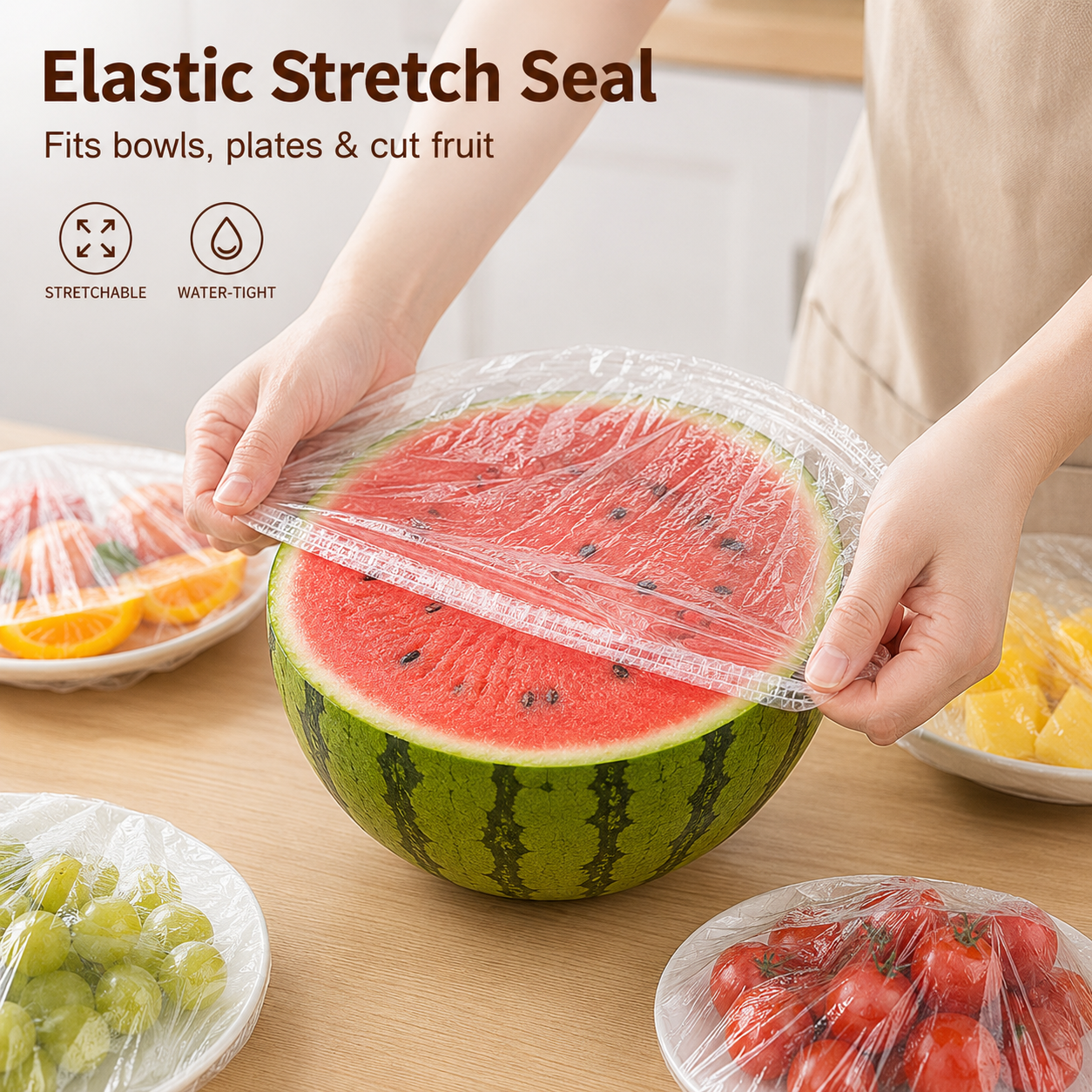 ⏳LAST DAY SALE 50% OFF!!🔥Clear Elastic Food Covers for Bowls, Plates & Cut Fruit