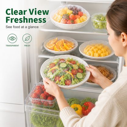 ⏳LAST DAY SALE 50% OFF!!🔥Clear Elastic Food Covers for Bowls, Plates & Cut Fruit
