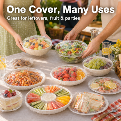 ⏳LAST DAY SALE 50% OFF!!🔥Clear Elastic Food Covers for Bowls, Plates & Cut Fruit