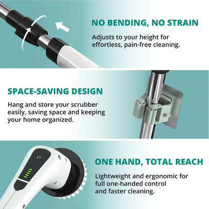 7-in-1 Electric Spin Scrubber with Long Handle for Effortless Deep Cleaning
