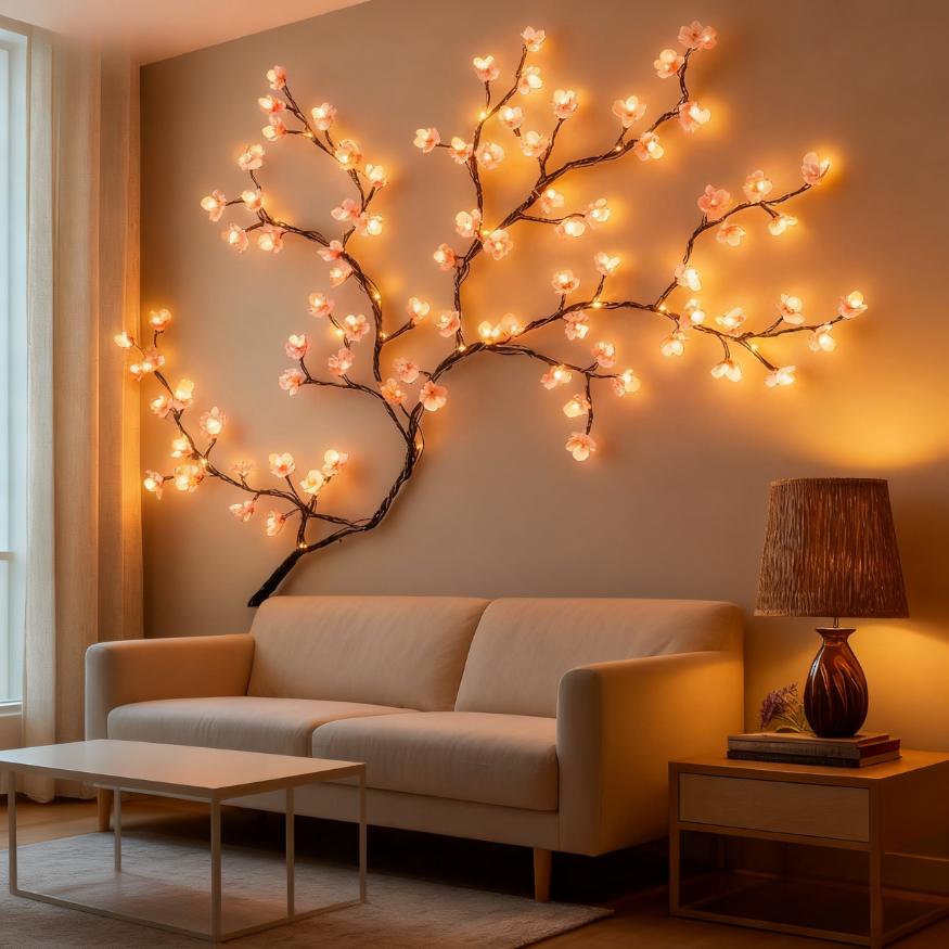 🌍Earth Day Solar Sale🌍 Cherry LED Tree Branch Lights – Elegant Blossom Vine to Brighten Your Home This Christmas!