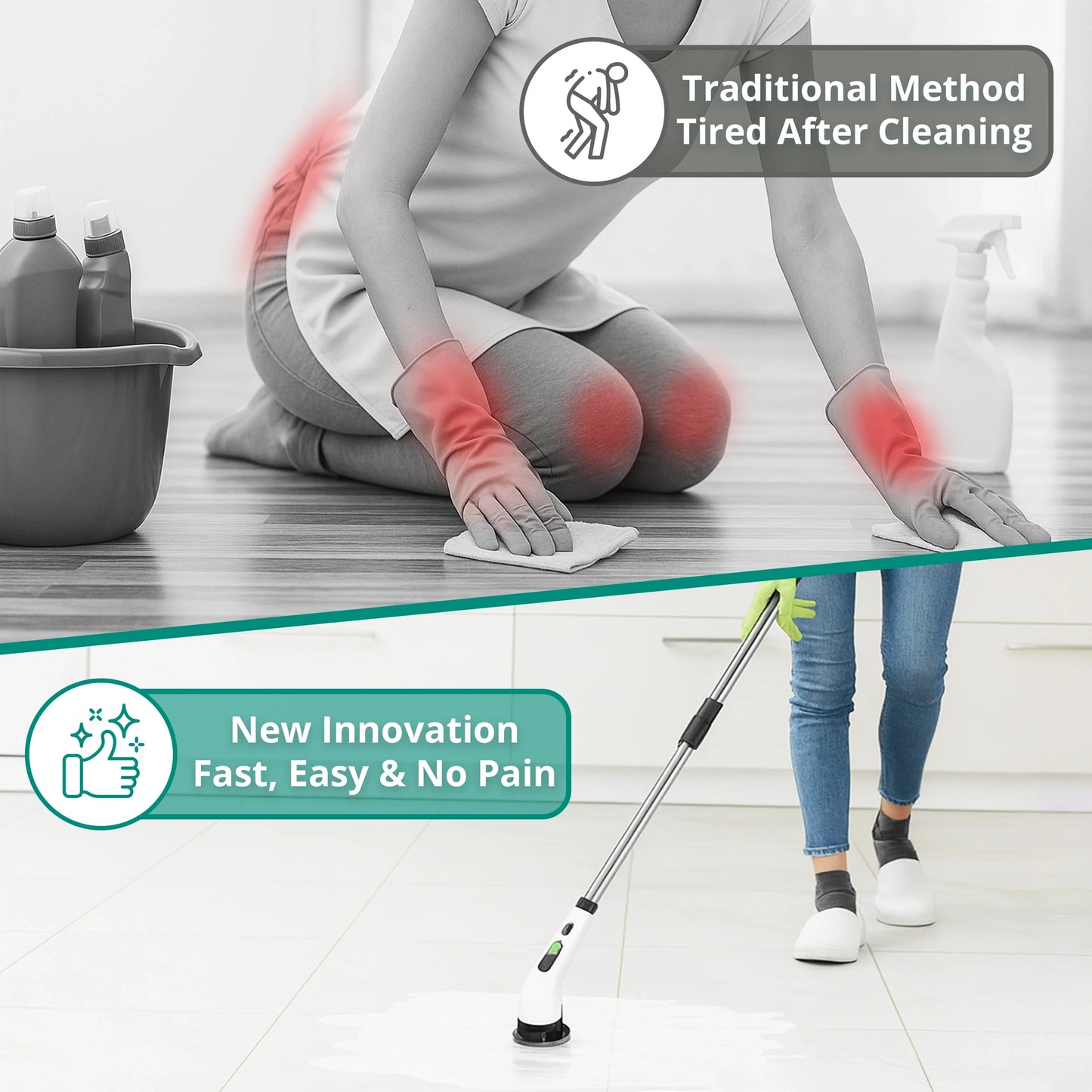 7-in-1 Electric Spin Scrubber with Long Handle for Effortless Deep Cleaning