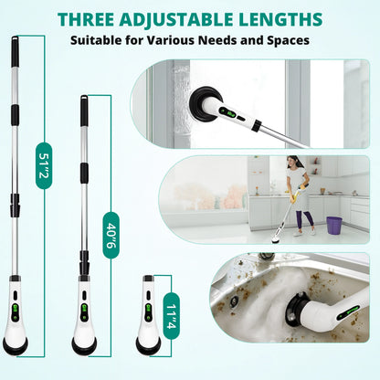 7-in-1 Electric Spin Scrubber with Long Handle for Effortless Deep Cleaning