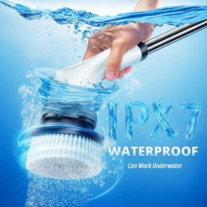 7-in-1 Electric Spin Scrubber with Long Handle for Effortless Deep Cleaning