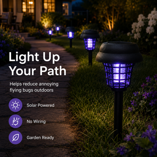 Solar Mosquito Zapper Garden Lights with Purple Bug-Zapping Light & Warm Pathway Glow