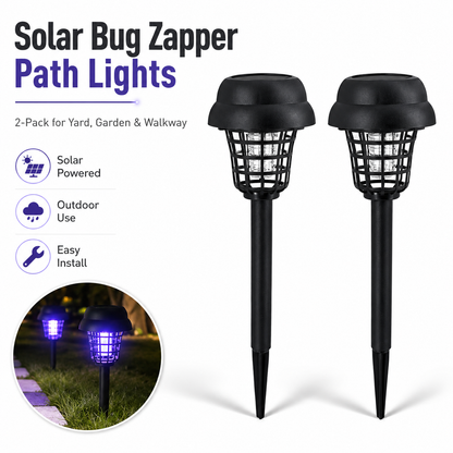 Solar Mosquito Zapper Garden Lights with Purple Bug-Zapping Light & Warm Pathway Glow