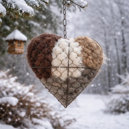 Handmade Alpaca Fiber Bird Nesting Heart for Birds