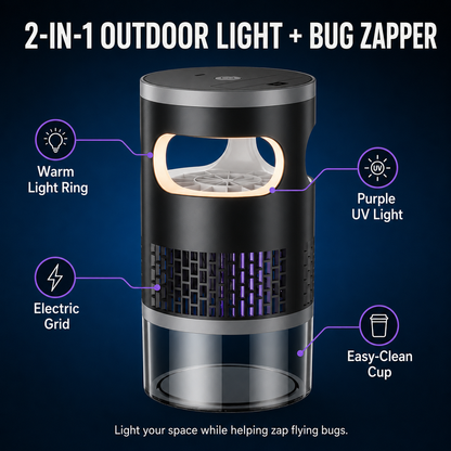 2-in-1 Outdoor Bug Zapper Mosquito Lantern For Patio, Camping & Backyard Nights