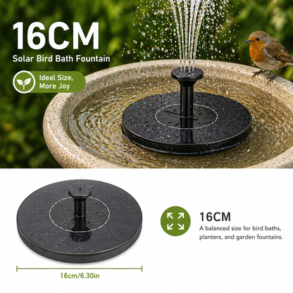Solar Powered Bird Bath Fountain with 6 Nozzles for Bird Bath, Garden, Pond, Pool
