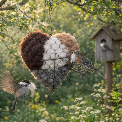 Handmade Alpaca Fiber Bird Nesting Heart for Birds