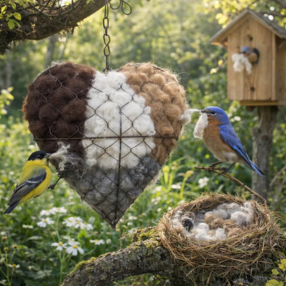 Handmade Alpaca Fiber Bird Nesting Heart for Birds