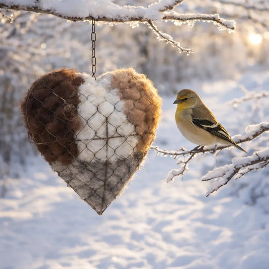 Handmade Alpaca Fiber Bird Nesting Heart for Birds
