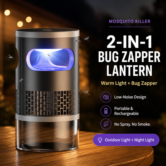 2-in-1 Outdoor Bug Zapper Mosquito Lantern For Patio, Camping & Backyard Nights