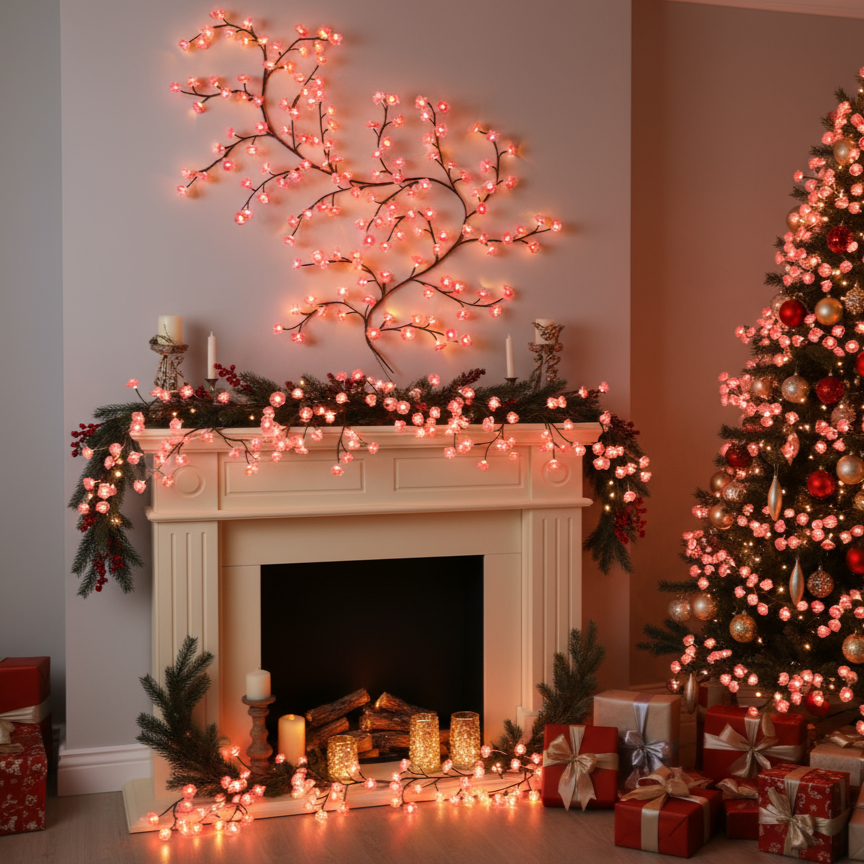 🌍Earth Day Solar Sale🌍 Cherry LED Tree Branch Lights – Elegant Blossom Vine to Brighten Your Home This Christmas!